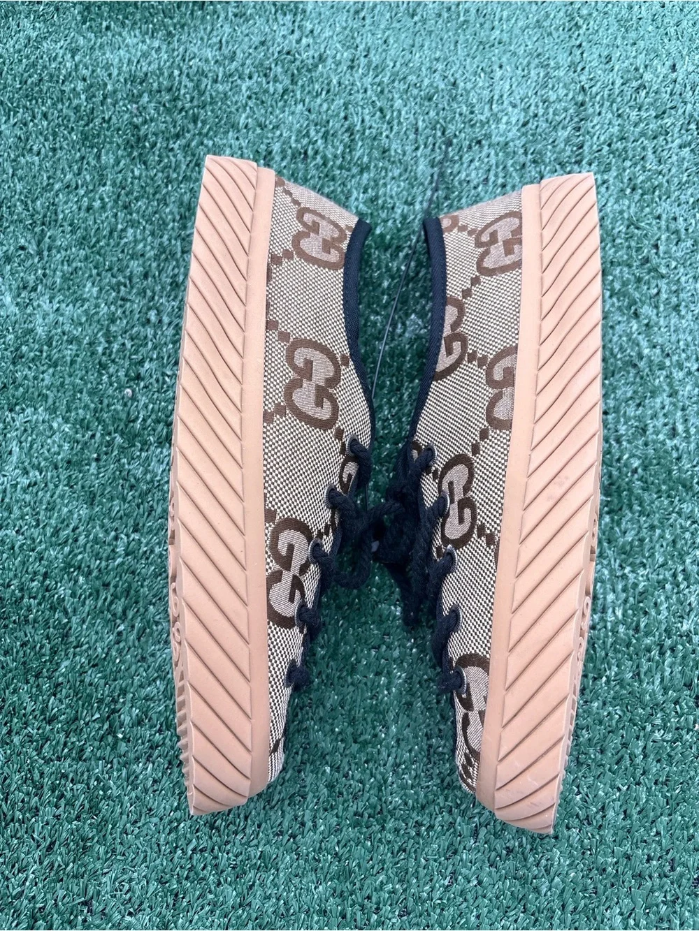 Gucci Kids GG Canvas Sneakers in Brown with Black Trim